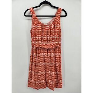 Ann Taylor LOFT Petites Dress SP Sleeveless Orange White Print‎ Casual